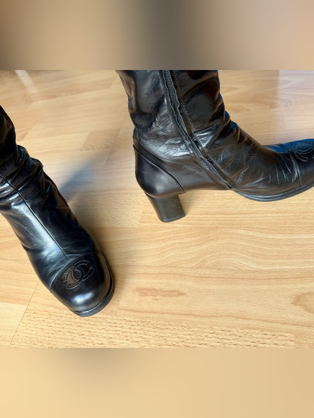 Vintage Chanel Black Leather Knee High Boots
Size 8.5 AUTHENTIC - Picture 12 of 13